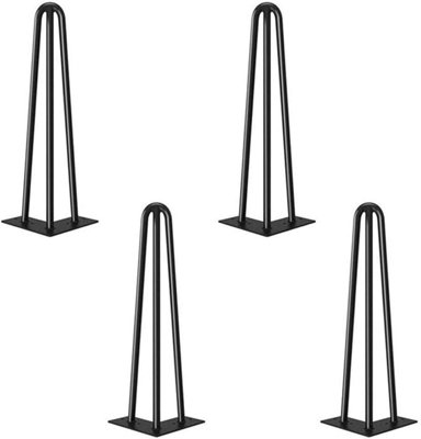 Black Rectangular Table Legs Hairpin, Pack of 4
