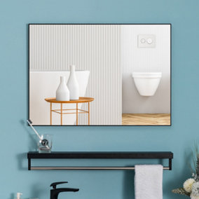 Black Rectangular Wall Mounted Bathroom Framed Mirror Vanity Mirror W 600 x H 400 mm