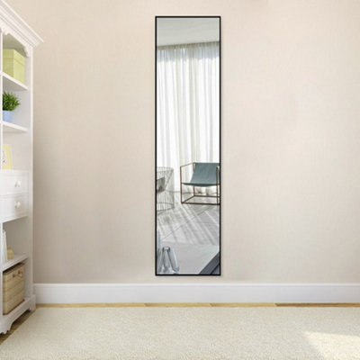 Black Rectangular Wall Mounted Framed Full Length Mirror Dressing Mirror H 120 cm x W 30 cm