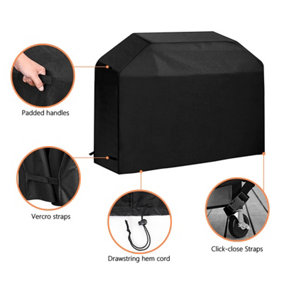 Black Rectangular Waterproof Outdoor BBQ Grill Cover Garden Furniture Covers Rain Cover with Adjustable Straps