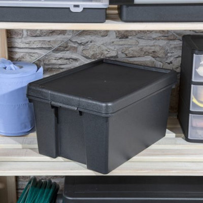 Black recycled plastic 16L Storage Box