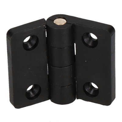 Black Reinforced Nylon Plastic Hinge 40x48mm - Industrial Grade, Italian Made, 180° Opening