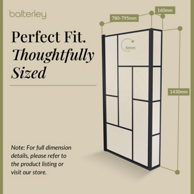Black Reversible Square L Shape 6mm Toughened Safety Glass Bath Screen - 3