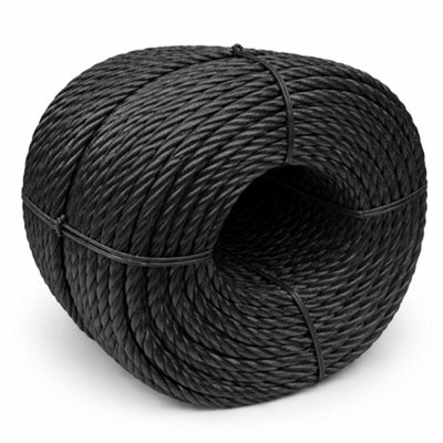 BLACK ROPE POLYPROPYLENE STRONG POLY GENERAL PURPOSE ROPE - 10MM X 75METRES