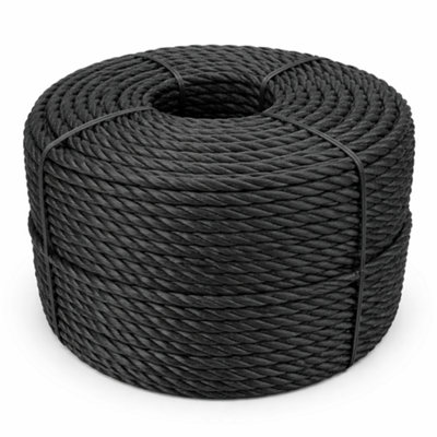 Black Rope Polypropylene Strong Poly General Purpose Rope - 6mm x 50metres