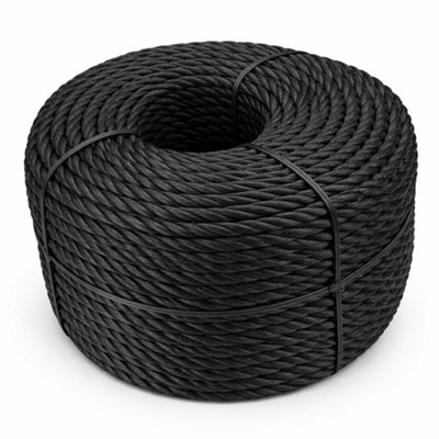Black Rope Polypropylene Strong Poly General Purpose Rope - 6mm x 50metres