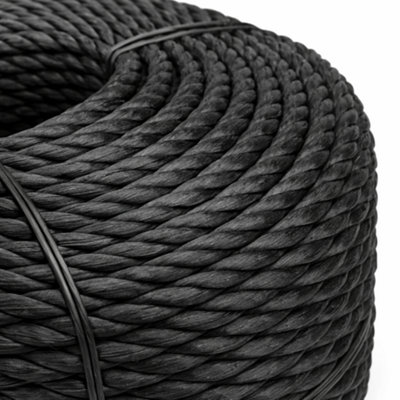 Black Rope Polypropylene Strong Poly General Purpose Rope - 6mm x 50metres
