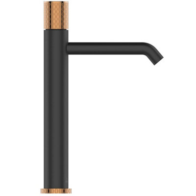 Black/Rose Gold Tall Brass Tap Bathroom Basin Faucet Engraved Handle Mixer - 5