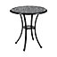 Black Round Cast Aluminum Outdoor Patio Bistro Dining Table with Umbrella Hole