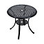 Black Round Cast Aluminum Outdoor Patio Dining Table with Umbrella Hole 80cm