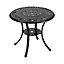 Black Round Cast Aluminum Outdoor Patio Dining Table with Umbrella Hole