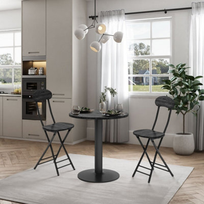 Black Round Coffee Table Dining Table with Metal Base Dia 590mm | DIY ...