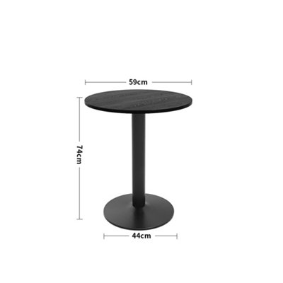 Black Round Coffee Table Dining Table with Metal Base Dia 590mm