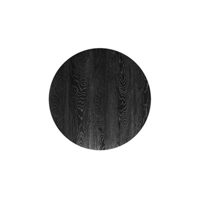 Black Round Coffee Table Dining Table with Metal Base Dia 590mm