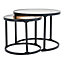 Black Round Glass Nesting Coffee Table Set Nest of Table End Table