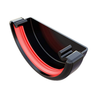 Black Round Gutter External Stop End, Freeflow 112mm Rain Water Systems