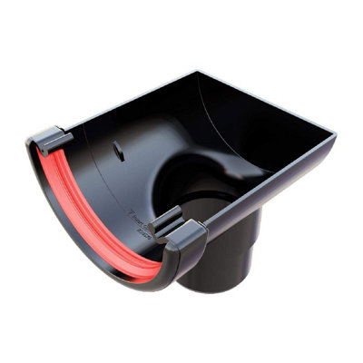 Black Round Gutter Stop End Outlet, Freeflow 112mm Rain Water Systems