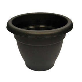 Black Round Plant Pot Plastic Winchester Bell Garden Flower Patio Planter 40cm