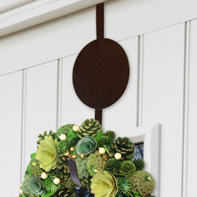 Black Round Plaque Over Door Christmas Wreath Hanger Hook