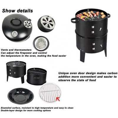 thumbnail image 2 of Costway Vertical Charcoal Smoker - 17x18.5x40 Inch, With Temperature Gauge, Black 2 of 6
