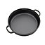 Black Round Pre Seasoned Cast Iron Frying Pan Kitchen Skillet with Double Handles Dia 28cm