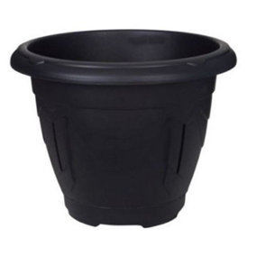 Black Round Venetian Pot Decorative Plastic Garden Flower Planter Pot 24cm