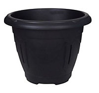 Black Round Venetian Pot Decorative Plastic Garden Flower Planter Pot 33cm
