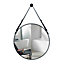 Black Round Wall Hanging Framed Bathroom Vanity Mirror Adjustable Height 60 cm