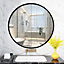 Black Round Wall Mounted Framed Bathroom Mirror Vanity Mirror For Dressing Table 80 cm