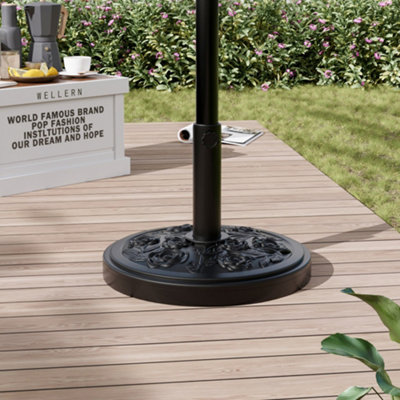 Black Round Water and Sand Filled Plastic Garden Parasol Base Heavy ...