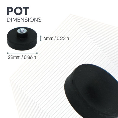 Black Rubber Coated POS Magnet Countersunk with M4 Boss Thread for ...