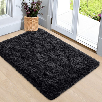 Black Rugs Living Room Small Area Rugs 50x80 cm for Bedroom Fluffy ...