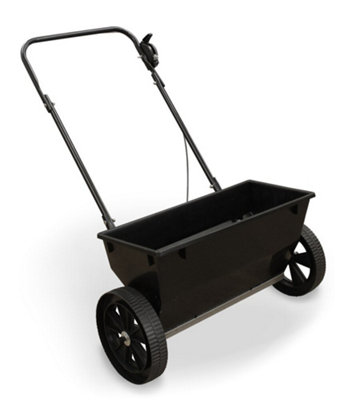 Black Salt/Seed/Fertiliser Drop Spreader With 30kg Capacity, Rock Salt Spreader With Cable