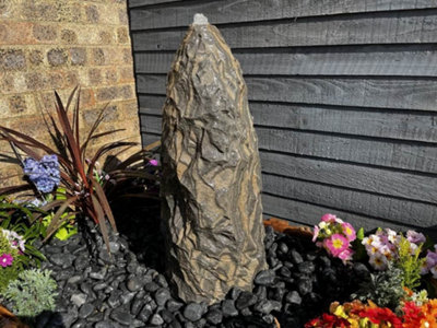 Black Sandstone Monolith 60cm Natural Stone Solar Water Feature