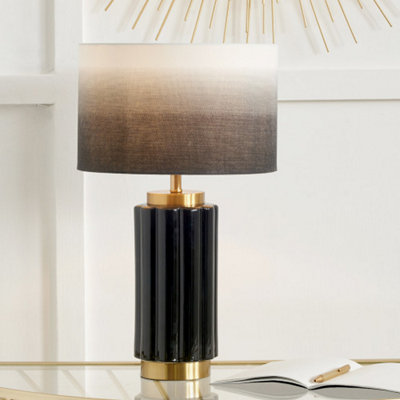 Black Scalloped Ceramic Table Lamp