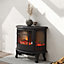 Black Semicircle Freestanding Electric Stove Fireplace with Curved Door