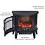 Black Semicircle Freestanding Electric Stove Fireplace with Curved Door