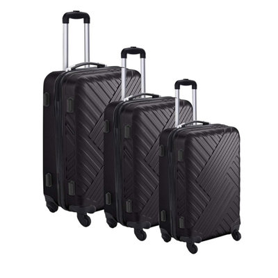 Black Set of 3 Suitcase Luggage with 4 Wheels D Pro T Homeware | DIY at B&Q