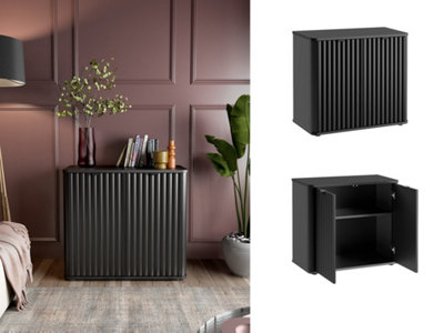 Black Sideboard Cabinet Small Buffet Compact Slimline Storage Unit ...