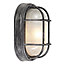 Black/Silver Cast Aluminium Outdoor Oval Bulkhead Wall Light