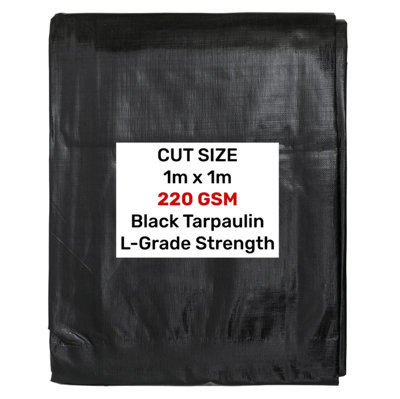 Black/Silver L-Grade Tarpaulin 1m x 1m