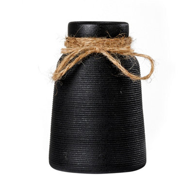 Black Simple Hemp Rope Ceramic Flower Vase