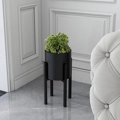 Black Simple Style Retractable Cross Metal Plant Stand Flower Pot Holder  for Indoor Outdoor