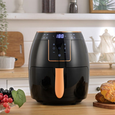 Black Single Basker 5L Touch Screen Electric Small Air Fryer with Timer,Non-Stick Removable Basket