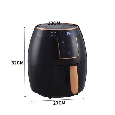 Black Single Basker 5L Touch Screen Electric Small Air Fryer with Timer,Non-Stick Removable Basket