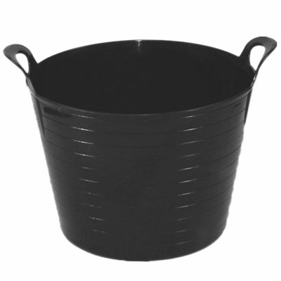 Black Single Plastic Flexi Tub Storage Bucket 42L Builders Garden Horse