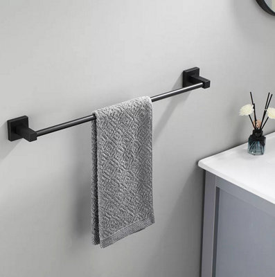 Black Single Towel Rack Holder 60cm Black Towel Holder Black Wall Mounted Accessory