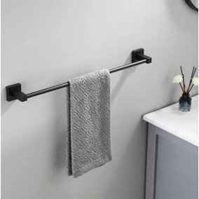 Black Single Towel Rack Holder 60cm Black Towel Holder Black Wall Mounted Accessory