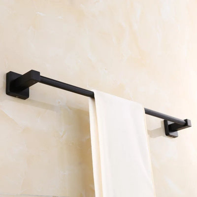Black Single Towel Rack Holder 60cm Black Towel Holder Black Wall Mounted Accessory