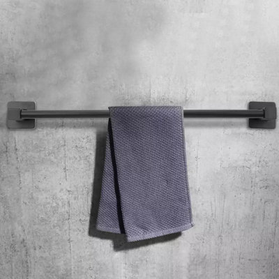 Black Single Towel Rack Holder 60cm Black Towel Holder Black Wall Mounted Accessory - 5